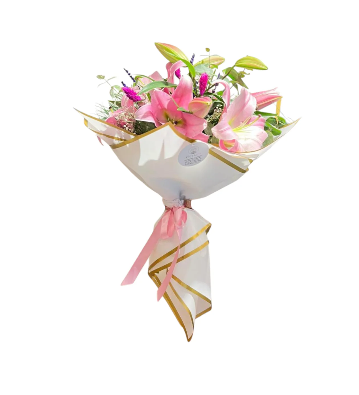 Premium Pembe Lilyum Zambak Buketi