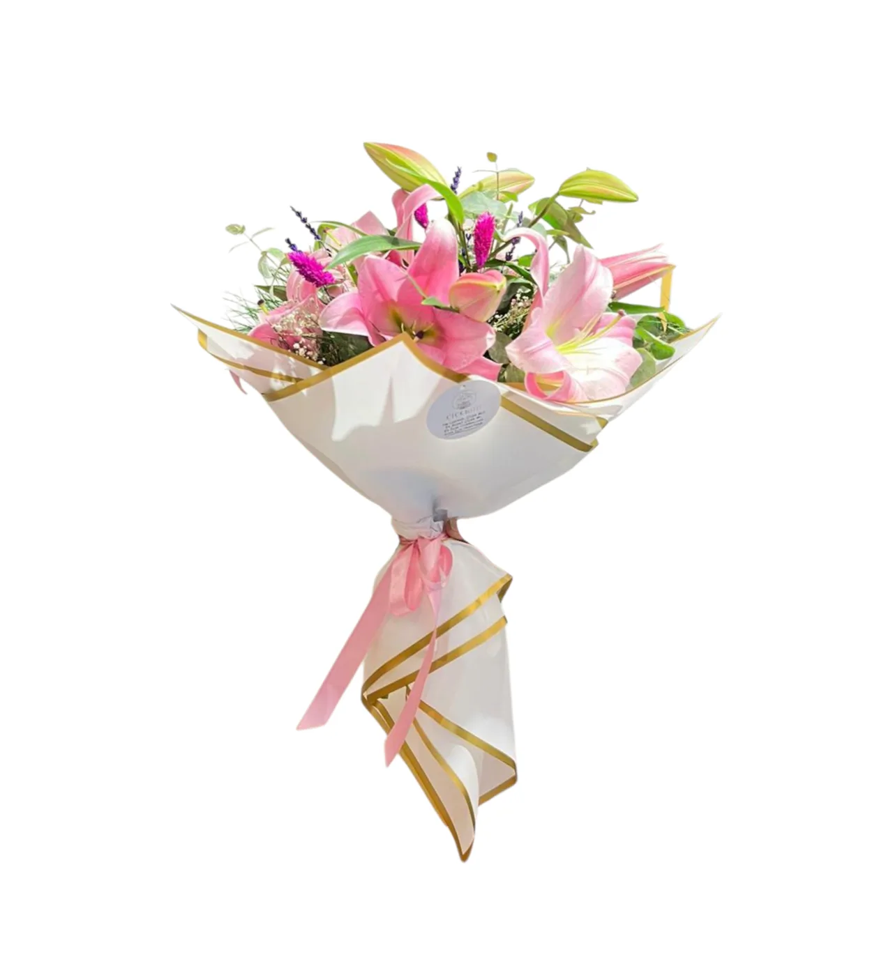 Premium Pembe Lilyum Zambak Buketi