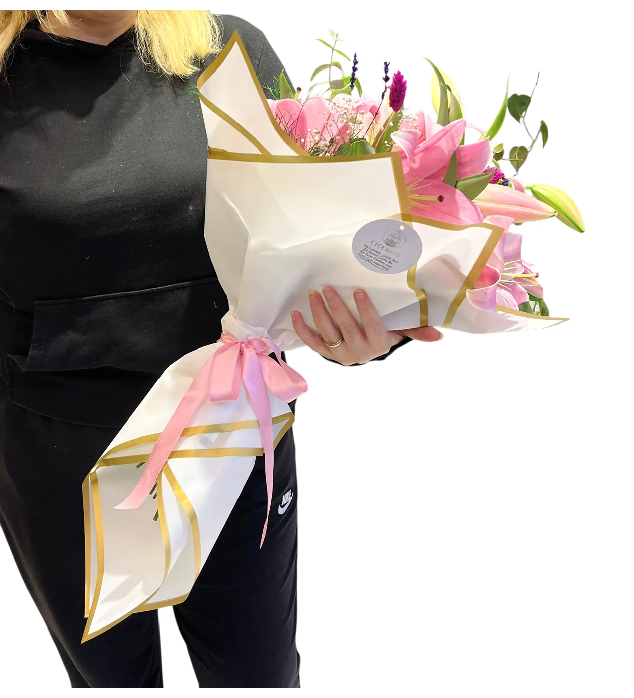 Premium Pembe Lilyum Zambak Buketi