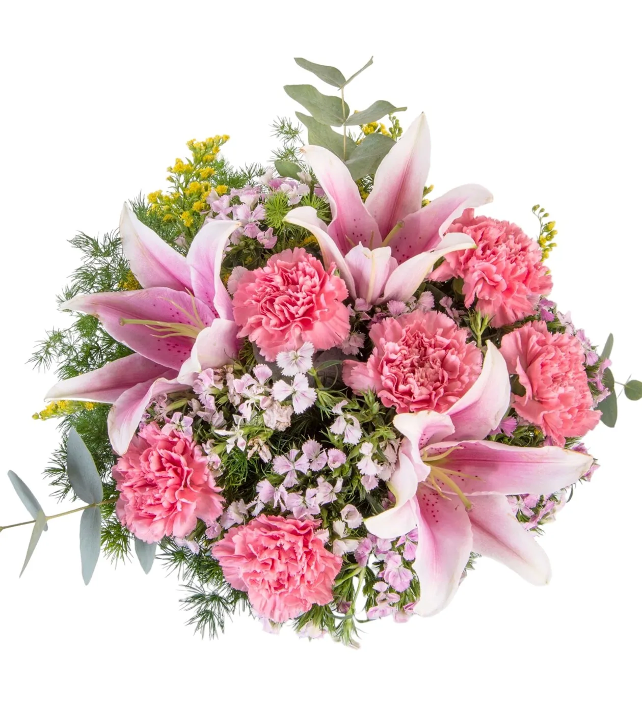 Vazoda Pembe Lilyum ve Pembe Karanfiller