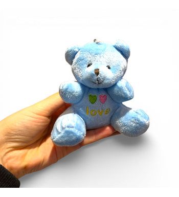 Mavi Anahtarlıklı Minik Peluş Ayıcık