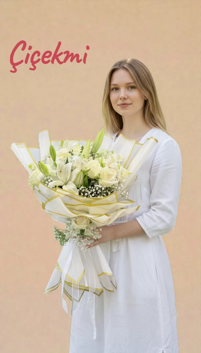 Exclusive White Lilyum & Gül Buketi