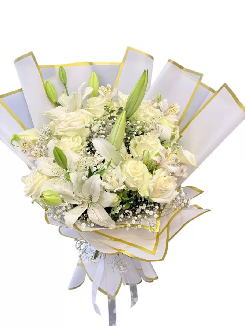 Exclusive White Lilyum & Gül Buketi