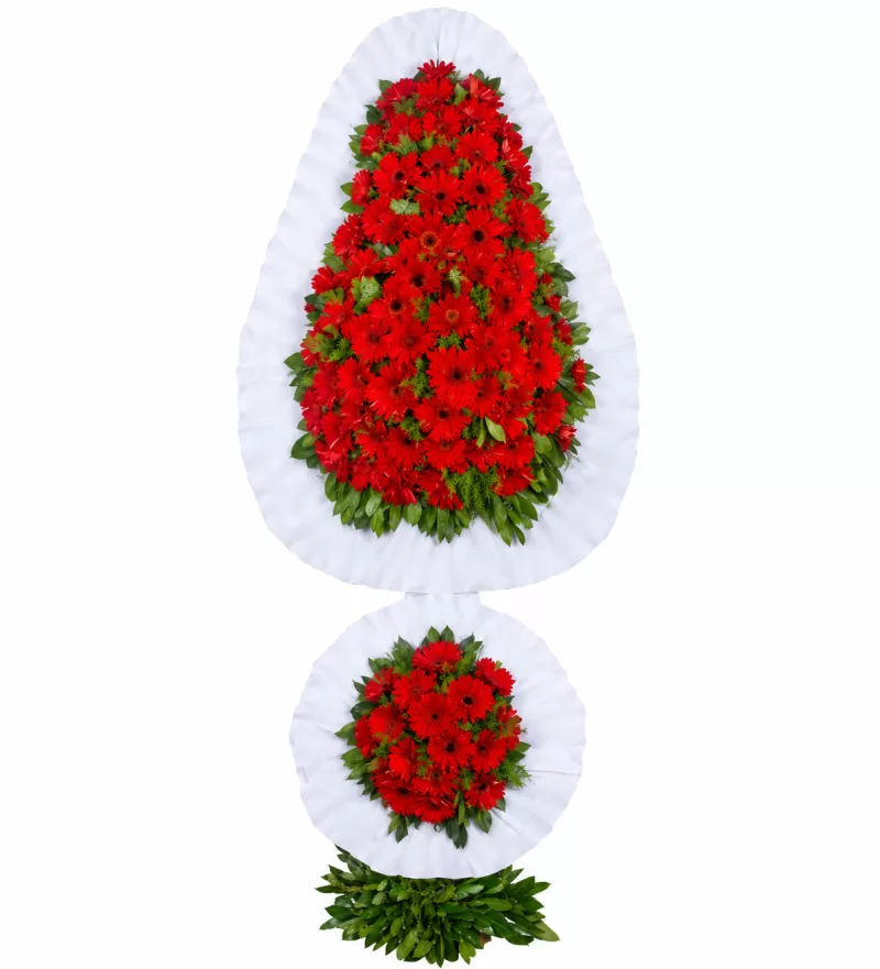 Çift Katlı Kırmızı Gerbera Çelenk